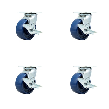 Service Caster Tool Box Caster Wheel Set 5'' Solid Polyurethane Swivel Casters, 4PK TOOL-SCC-30CS520-SPUR-TLB-4